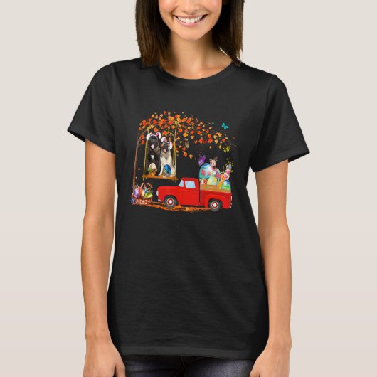 Akita die een eenzame rode vrachtwagen met eieren  t-shirt (Voorkant)