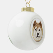 Akita Dog 3D geïnspireerd Keramische Bal Ornament (Links)