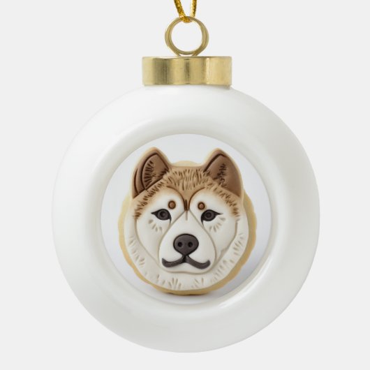 Akita Dog 3D geïnspireerd Keramische Bal Ornament (Voorkant)