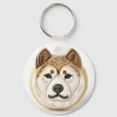 Akita Dog 3D geïnspireerd Sleutelhanger (Voorkant)