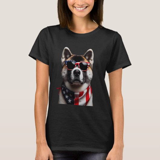 Akita Dog 4 juli Amerikaanse Onafhankelijkheidsdag T-shirt (Voorkant)
