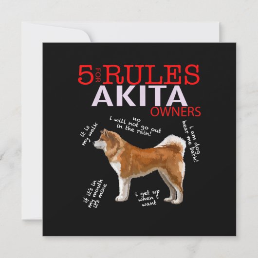 Akita Dog | 5 Regels Akita Dog Eigenaar Kaart (Voorkant)