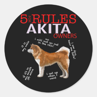 Akita Dog | 5 Regels Akita Dog Eigenaar Ronde Sticker