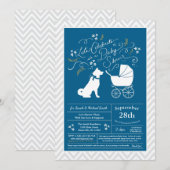 Akita Dog Baby shower Boy Blue Kaart (Voorkant / Achterkant)