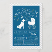 Akita Dog Baby shower Boy Blue