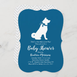 Akita Dog Baby shower Boy Blue Kaart