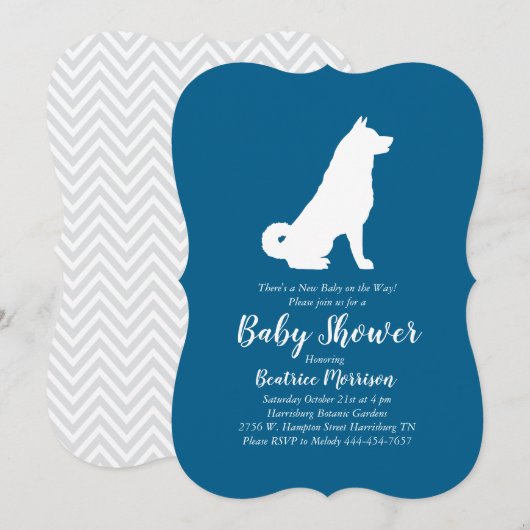Akita Dog Baby shower Boy Blue Kaart (Voorkant / Achterkant)