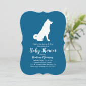 Akita Dog Baby shower Boy Blue Kaart (Staand voorkant)