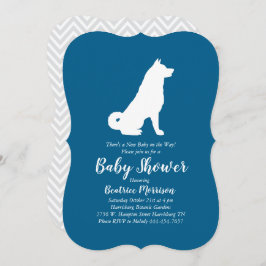 Akita Dog Baby shower Boy Blue Kaart