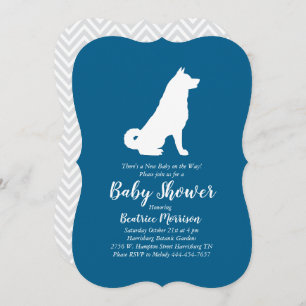 Akita Dog Baby shower Boy Blue Kaart