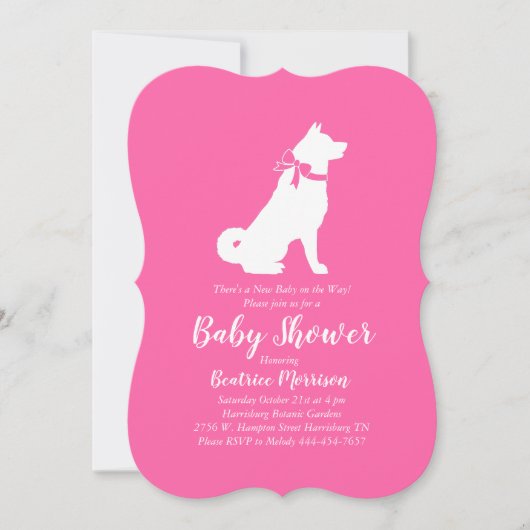 Akita Dog Baby shower Girl Pink Kaart (Voorkant)