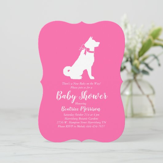 Akita Dog Baby shower Girl Pink Kaart (Staand voorkant)