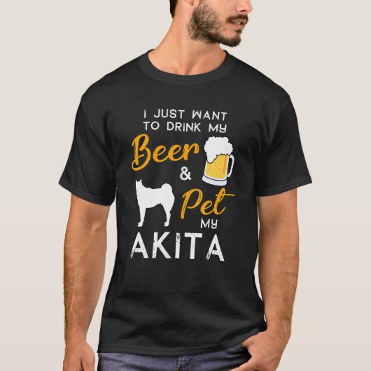 Akita Dog Beer Lover Eigenaar kerstfeest cadeau T-shirt (Voorkant)