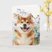 Akita Dog Birthday Wishes Wildflower Garden Kaart (Gele Bloem)