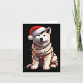 Akita Dog Christmas Lights Santa Hat Dog Lover Pre Kaart (Voorkant)