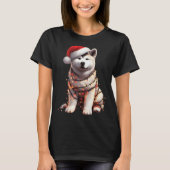 Akita Dog Christmas Lights Santa Hat Dog Lover Pre T-shirt (Voorkant)