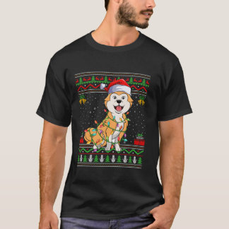 Akita Dog Christmas Lights Santa Lelijke Trui Xmas T-shirt