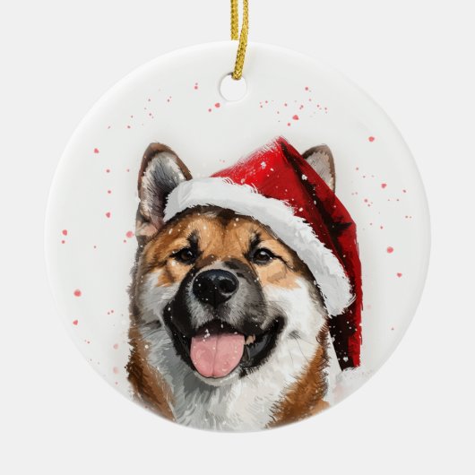 Akita Dog Christmas Personalized Keramisch Ornament (Voorkant)