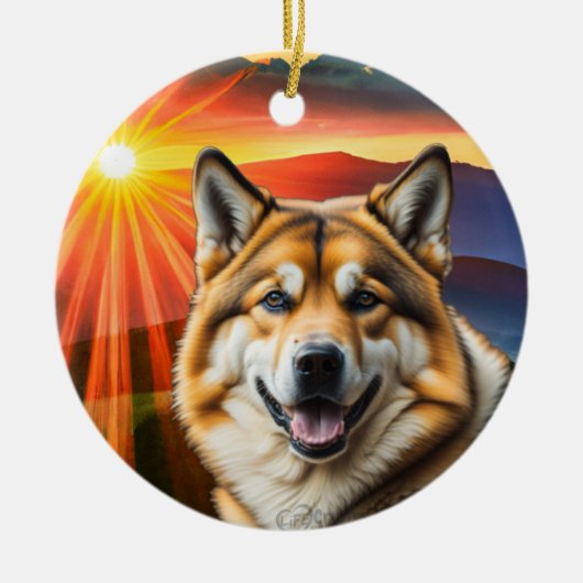 Akita Dog Christmas Tree Ornament (Voorkant)
