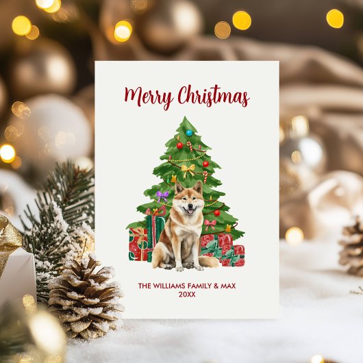 Akita Dog Familie Kerstmis Feestdagenkaart