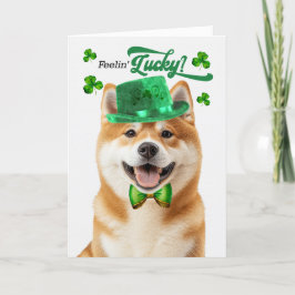 Akita Dog Feelin' Lucky St Patrick's Day Feestdagen Kaart
