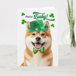 Akita Dog Feelin' Lucky St Patrick's Day Feestdagen Kaart