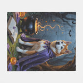 Akita Dog grillige Halloween schilderij Fleece Deken (Voorkant (Horizontaal))