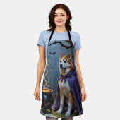 Akita Dog grillige Halloween schilderij Schort (Gedragen)
