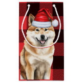 Akita Dog Holiday Red Buffalo Plaid Kerstmis Klein Cadeauzakje (Achterkant)