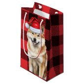 Akita Dog Holiday Red Buffalo Plaid Kerstmis Klein Cadeauzakje (Voorkant Gekanteld)
