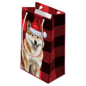 Akita Dog Holiday Red Buffalo Plaid Kerstmis Klein Cadeauzakje (Achterkant Gekanteld)