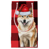 Akita Dog Holiday Red Buffalo Plaid Kerstmis Klein Cadeauzakje (Voorkant)