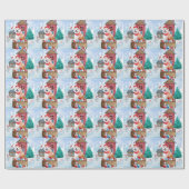 Akita Dog in het sneeuwkersthondenhuis Cadeaupapier (Vlak)