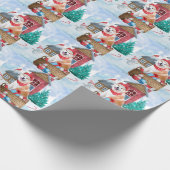 Akita Dog in het sneeuwkersthondenhuis Cadeaupapier (Hoek)