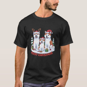 Akita Dog Kerstboomlampjes met decoraties T-shirt