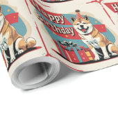 Akita Dog Kleurrijk Cadeaupapier (Rol Hoek)