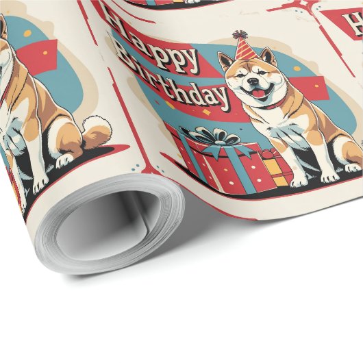 Akita Dog Kleurrijk Cadeaupapier (Rol Hoek)