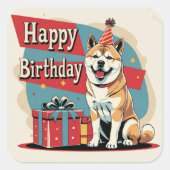 Akita Dog Kleurrijk Vierkante Sticker (Voorkant)