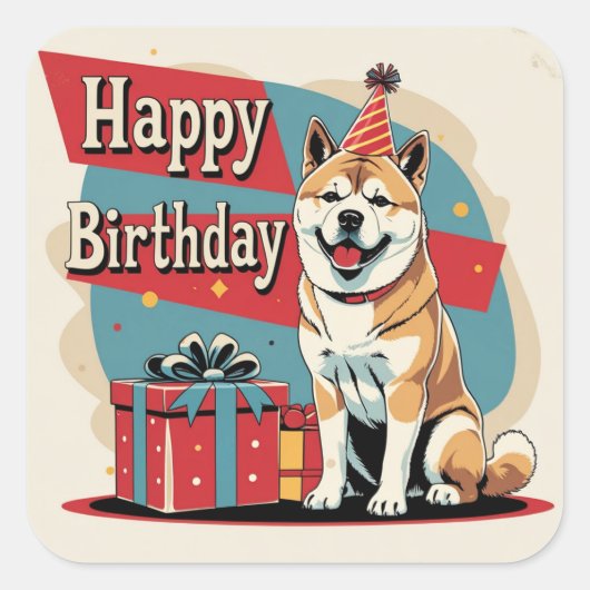 Akita Dog Kleurrijk Vierkante Sticker (Voorkant)