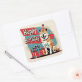 Akita Dog Kleurrijk Vierkante Sticker (Envelop)