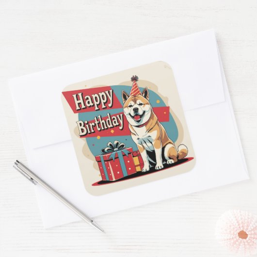 Akita Dog Kleurrijk Vierkante Sticker (Envelop)