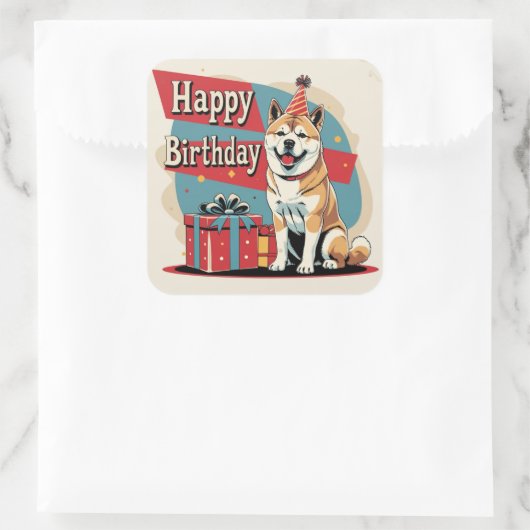 Akita Dog Kleurrijk Vierkante Sticker (Tas)