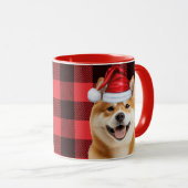 Akita Dog Lover Holiday Buffalo Plaid Christmas Mok (Voorkant rechts)