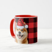 Akita Dog Lover Holiday Buffalo Plaid Christmas Mok (Voorkant links)