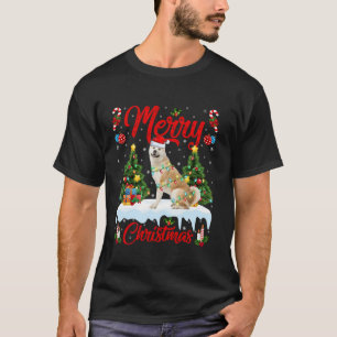 Akita Dog Merry Kerstboom Verlichting Akita Xmas T-shirt