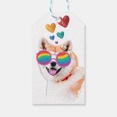 Akita Dog met harten Valentijnsdag Cadeaulabel (Achterkant)