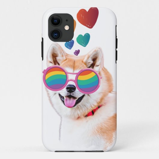 Akita Dog met harten Valentijnsdag Case-Mate iPhone Case (Achterkant)
