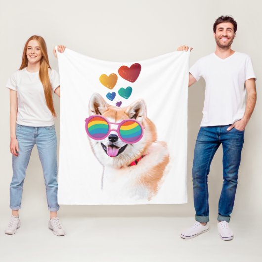 Akita Dog met harten Valentijnsdag Fleece Deken (In situ)