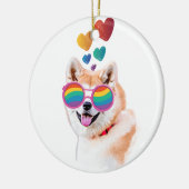 Akita Dog met harten Valentijnsdag Keramisch Ornament (Links)