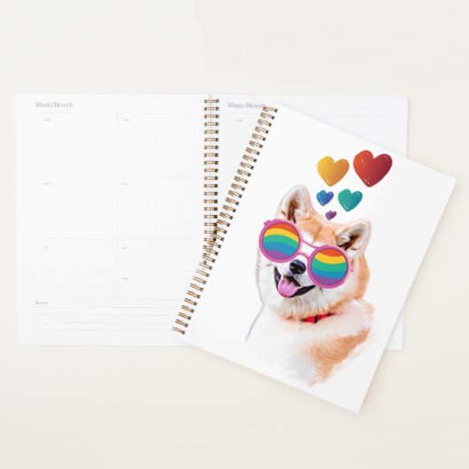 Akita Dog met harten Valentijnsdag Planner (Display)